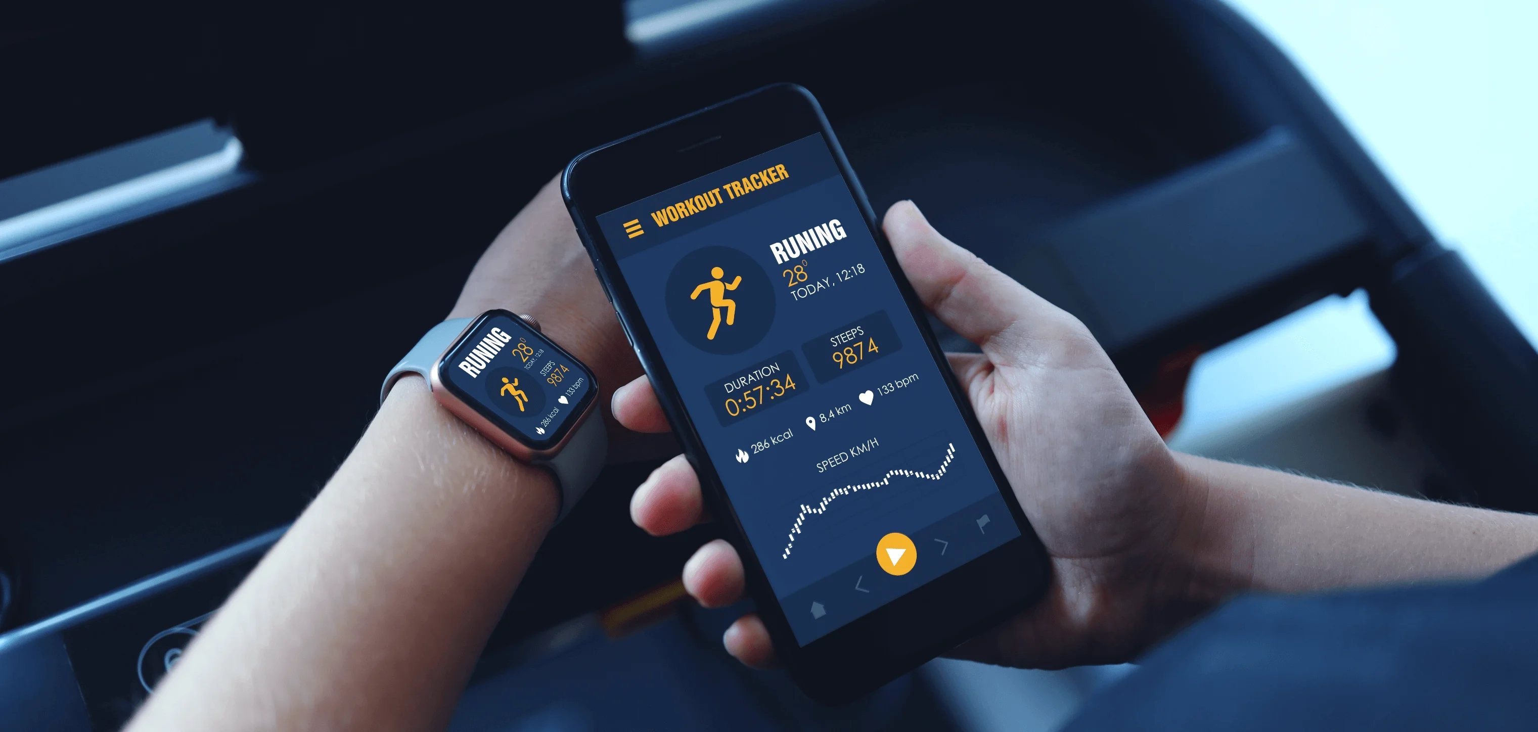 Service application banner showcasing mobile app solutions